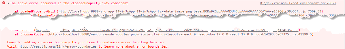 Example error in browser console