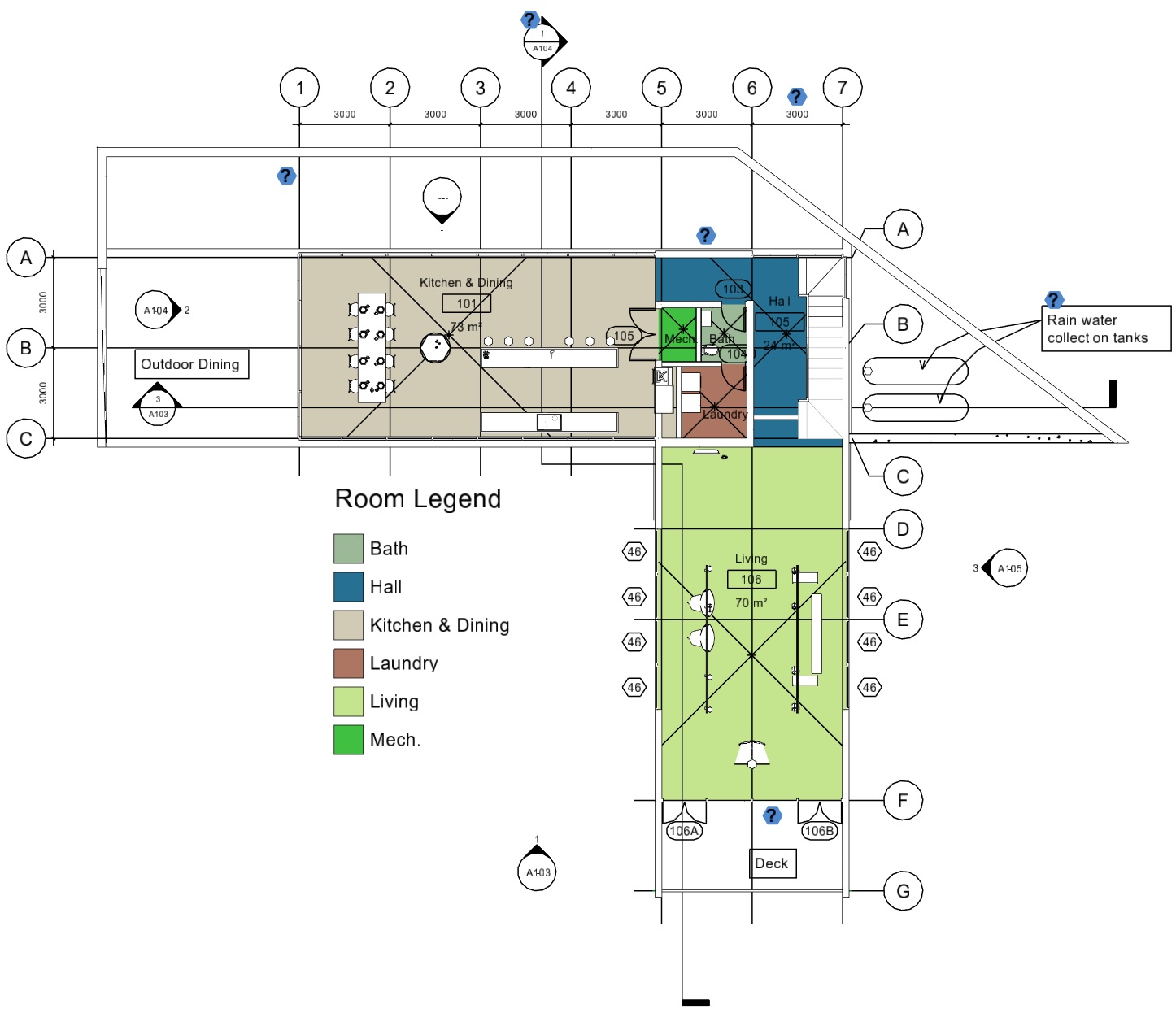 Annotated floor plan drawing